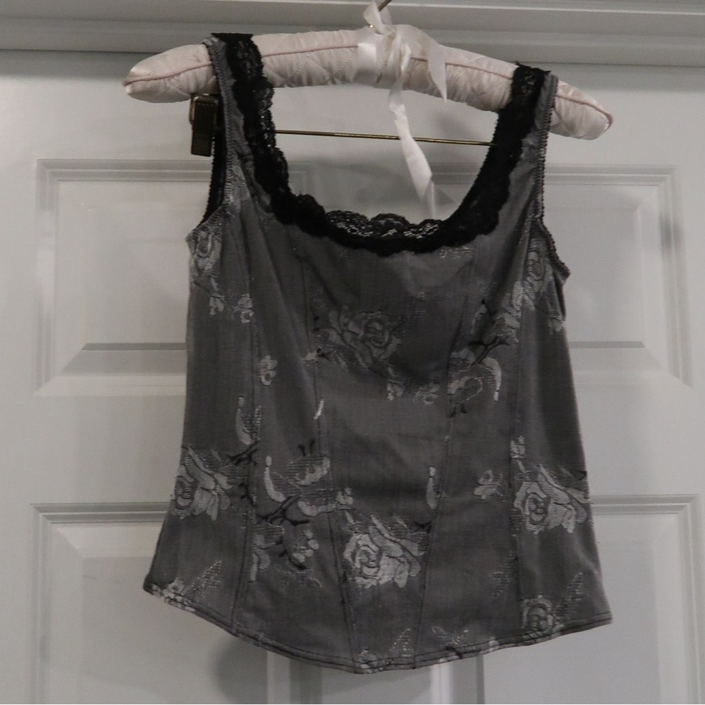 Arianne Charcoal Floral Lace Top